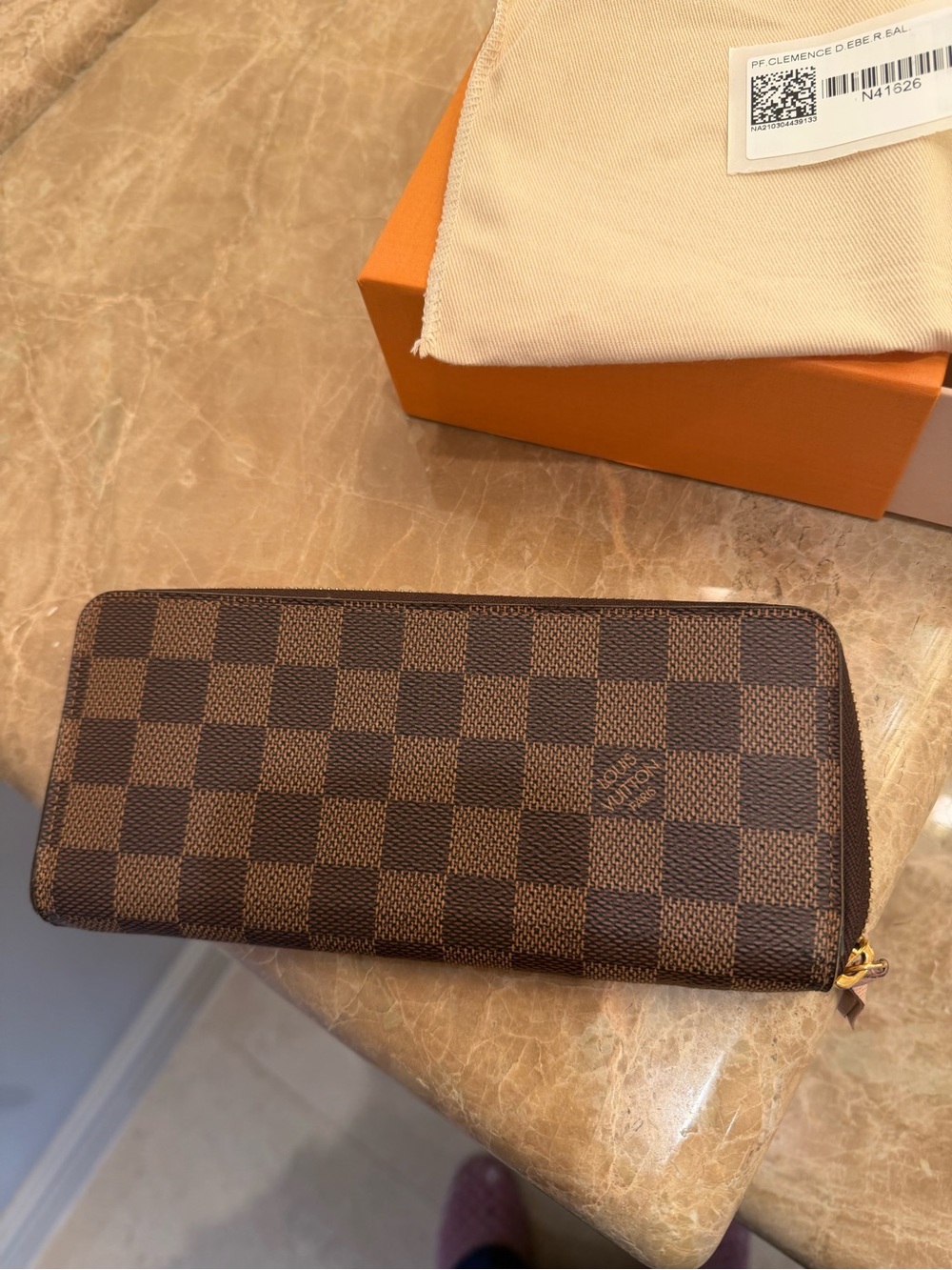 Louis Vuitton Brown Damier Ebene Zip Around Wallet